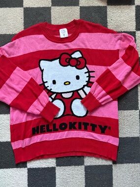 Hello Kitty Red & Pink Striped Sweater